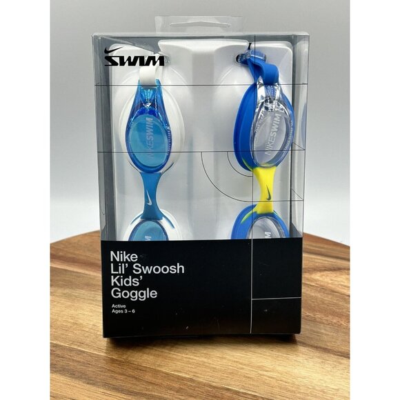 Nike Other - Nike Lil' Swoosh Kids Goggles 2 Pk Ages 3-6 Blue Yellow Pool Beach Swim NEW